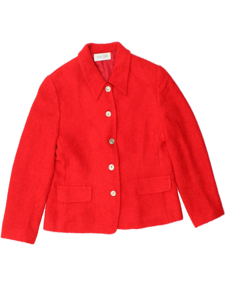 VINTAGE Womens 5 Button Blazer Jacket UK 12 Medium Red Acetate Vintage Vintage and Second-Hand Vintage from Messina Hembry 