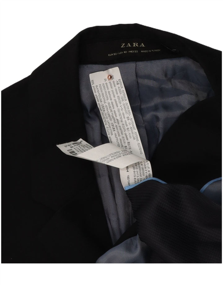 Zara Mens 2 Button Blazer Jacket EU 52 Large Black Viscose