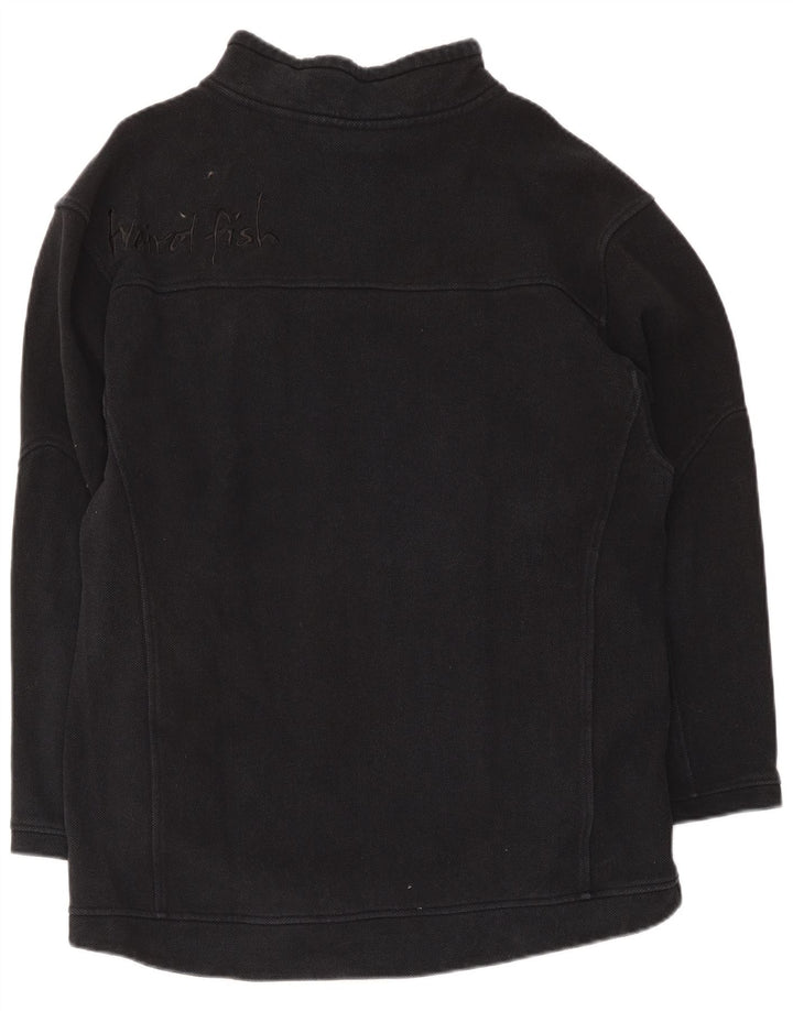Weird Fish Mens Graphic Zip Neck Sweatshirt Jumper Large Black Cotton