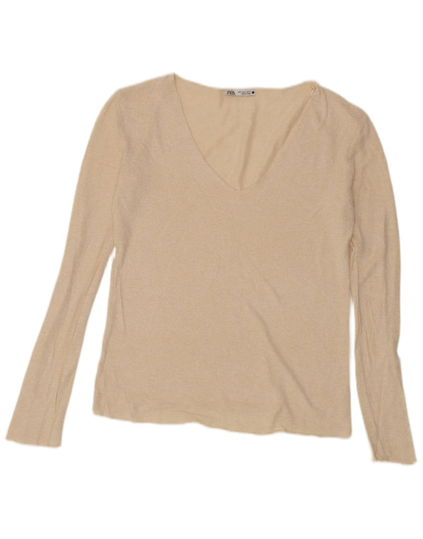Zara Dametop Langærmet UK 14 Medium Beige
