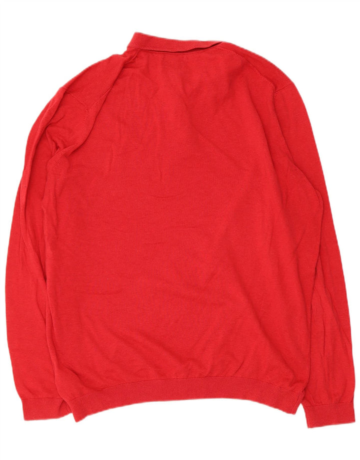 Massimo Dutti Mens Polo Neck Jumper Sweater XL Red Cotton
