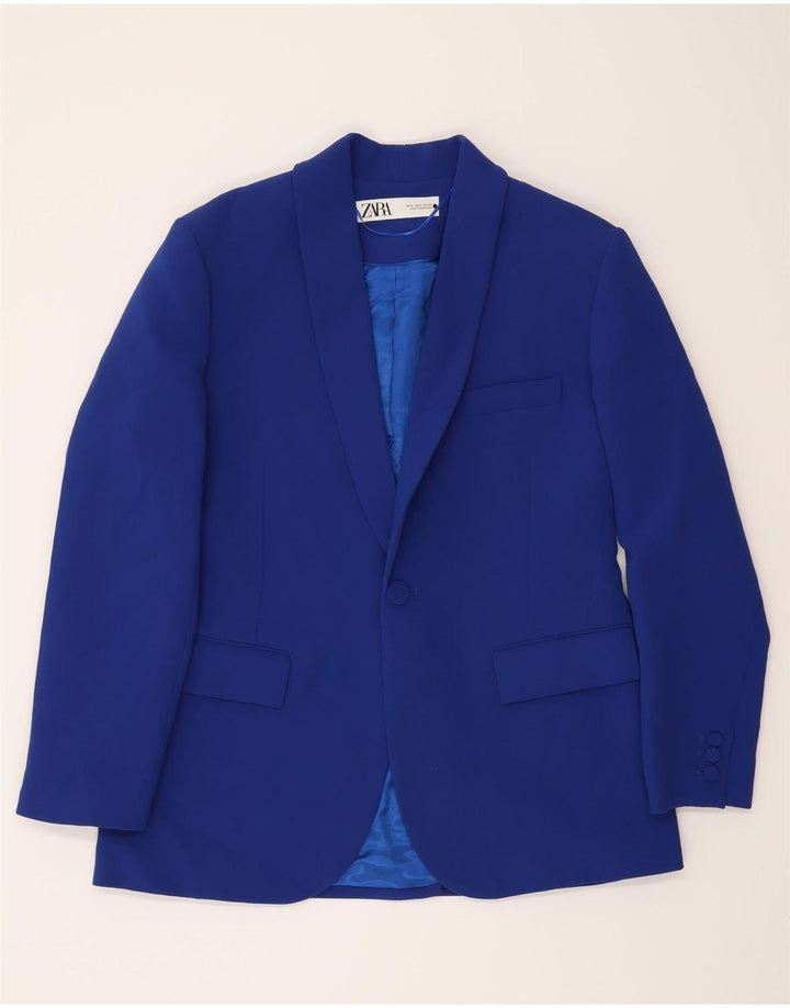 Zara Herre 1-knap blazerjakke UK 40 Large Blue Viscose