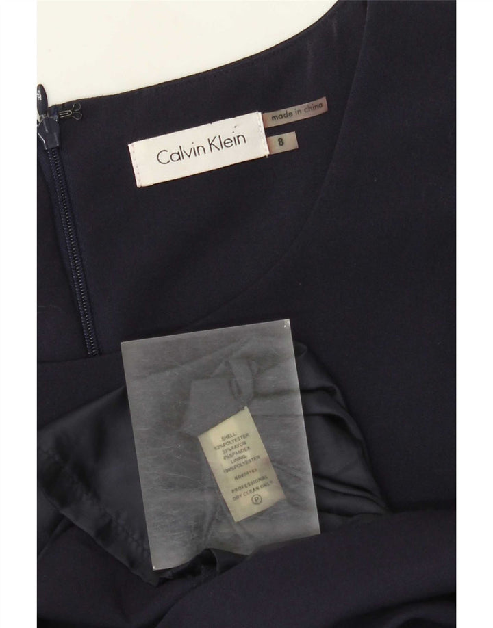 Calvin Klein Womens Sleeveless Sheath Dress US 8 Medium Navy Blue Polyester