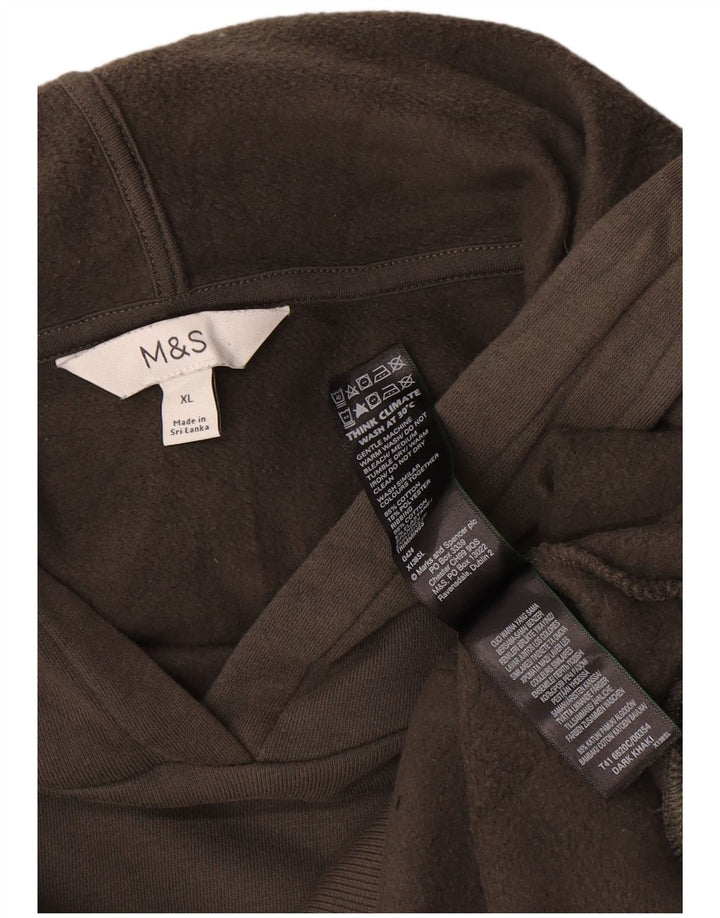 Marks & Spencer Mens Hoodie Jumper XL Khaki Cotton