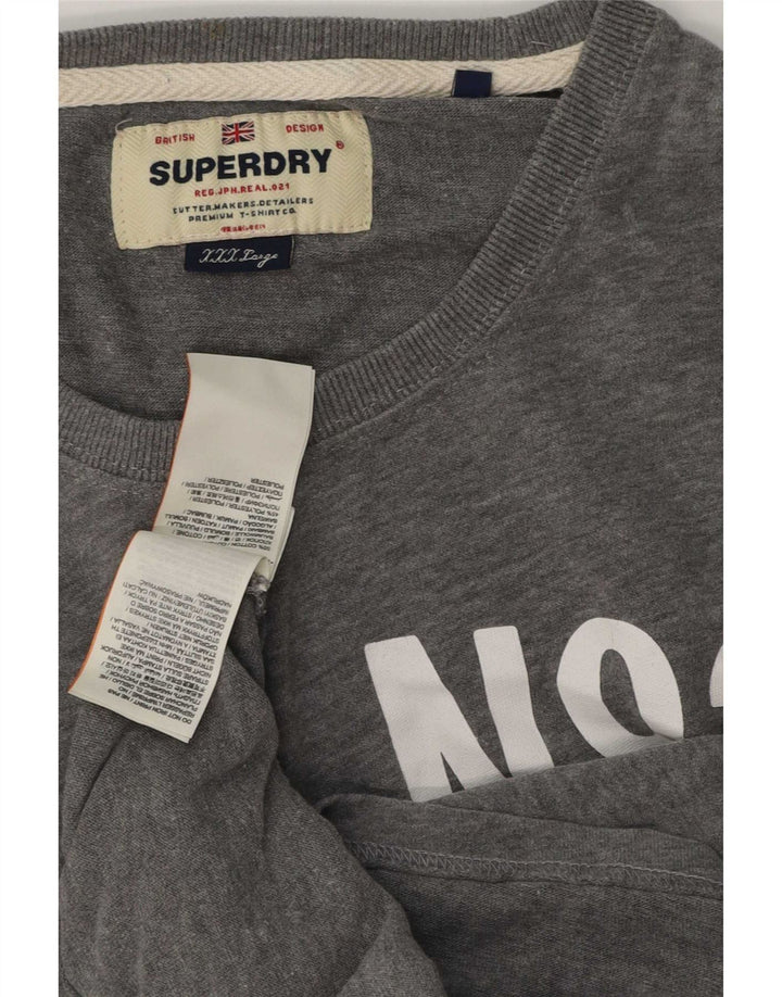Superdry Mens Graphic Top Long Sleeve 3XL Grey Cotton