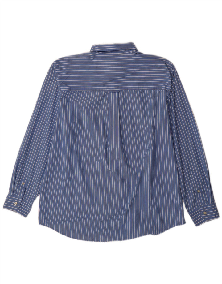 Chaps Mens Shirt Large Blue Striped Cotton
