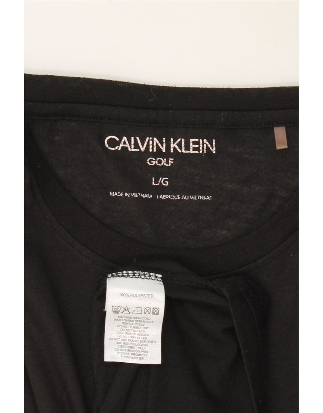 CALVIN KLEIN Mens Golf T-Shirt Top Large Black Polyester Vintage Calvin Klein and Second-Hand Calvin Klein from Messina Hembry 