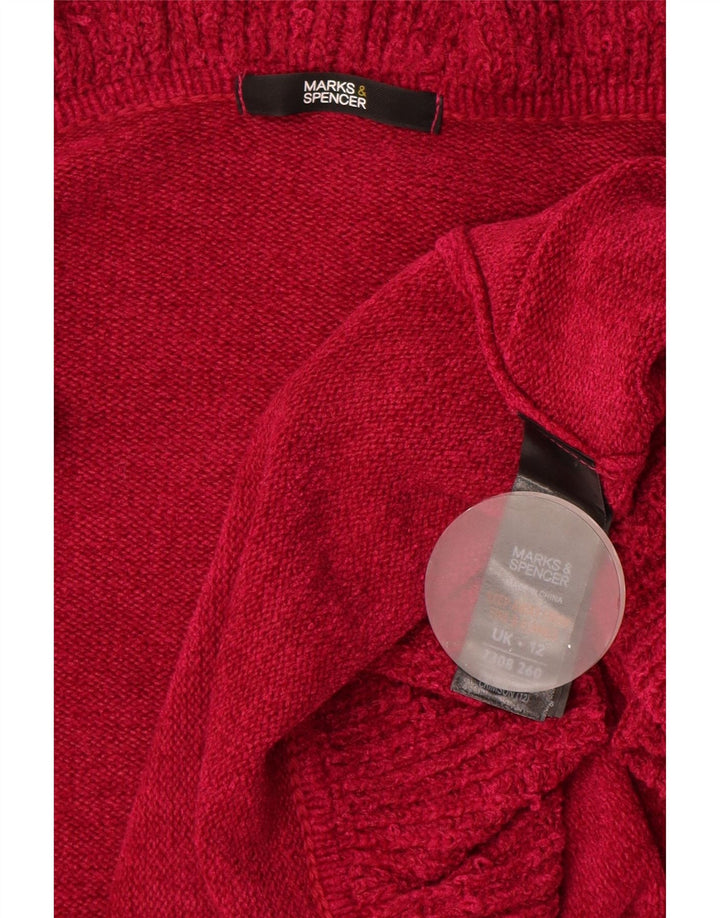Marks & Spencer Womens Ruffle Open Cardigan Sweater UK 12 Medium Pink