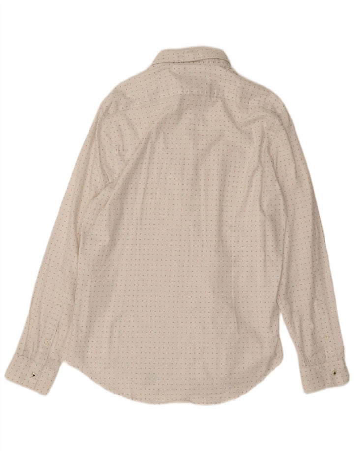 ZARA Mens Slim Fit Shirt XL White Spotted Cotton