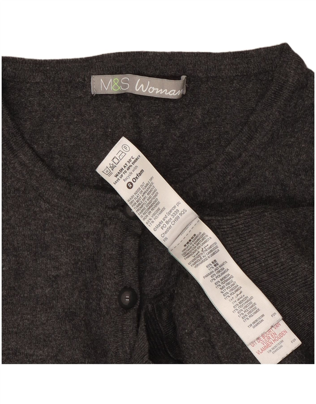 Marks & Spencer Womens Crop Cardigan Sweater UK 14 Medium Grey Viscose