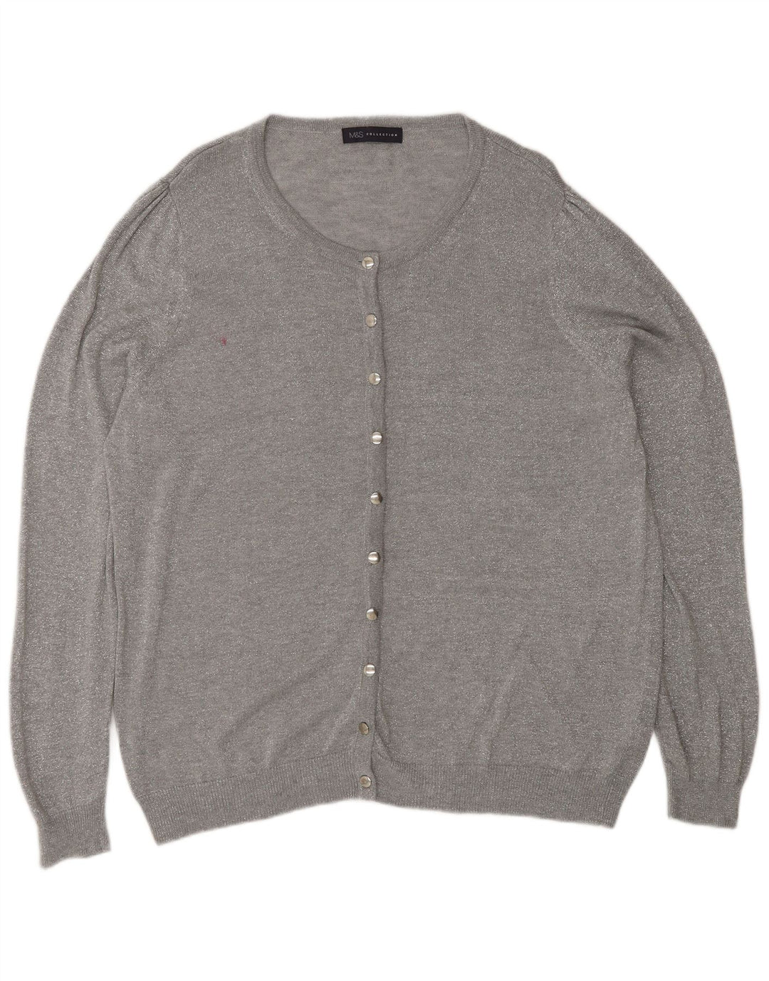 Marks & Spencer Dame Cardigan Sweater UK 20 2XL Grå Polyamid