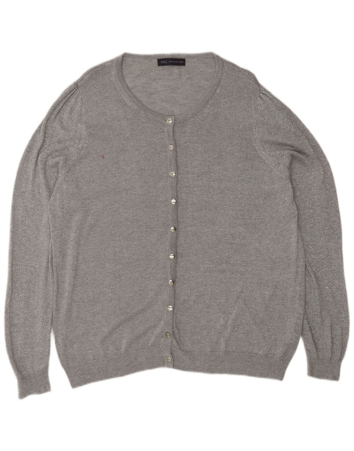 Marks & Spencer Dame Cardigan Sweater UK 20 2XL Grå Polyamid