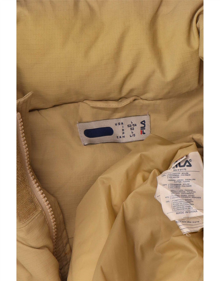 Fila Herre Hætte Polstret Frakke UK 40 Stor Beige Polyamid