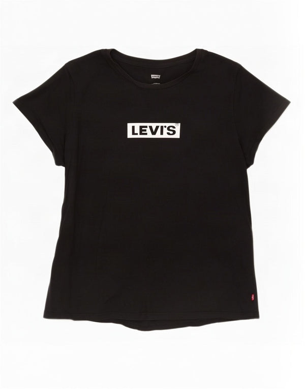 Levi's Womens Graphic T-Shirt Top UK 18 XL Black Cotton