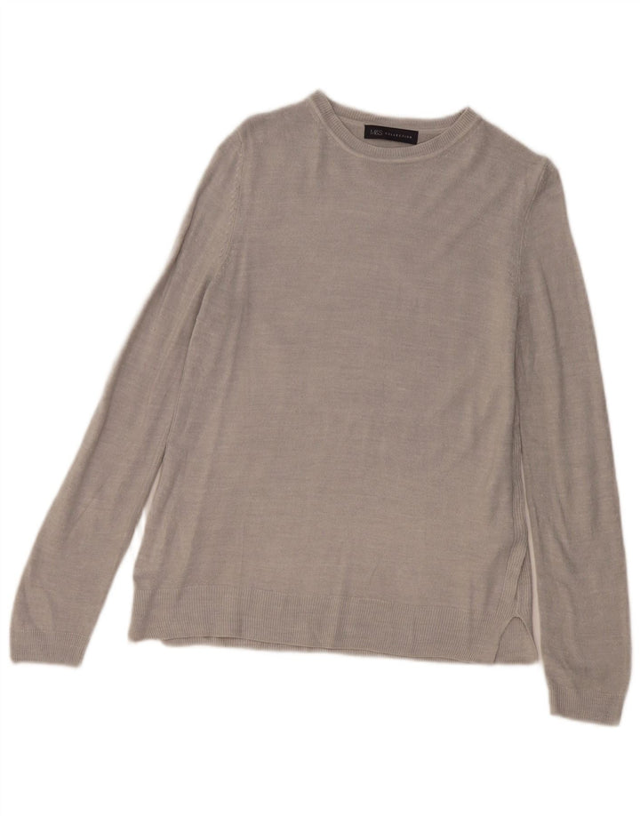 MARKS & SPENCER Womens Boat Neck Jumper Sweater UK 12 Medium Grey Acrylic