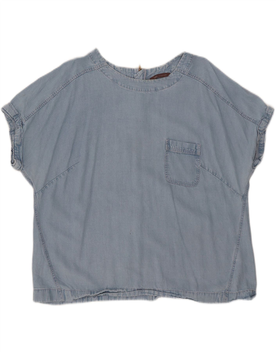 MARKS & SPENCER Womens Denim Blouse Top UK 20 2XL Blue Lyocell