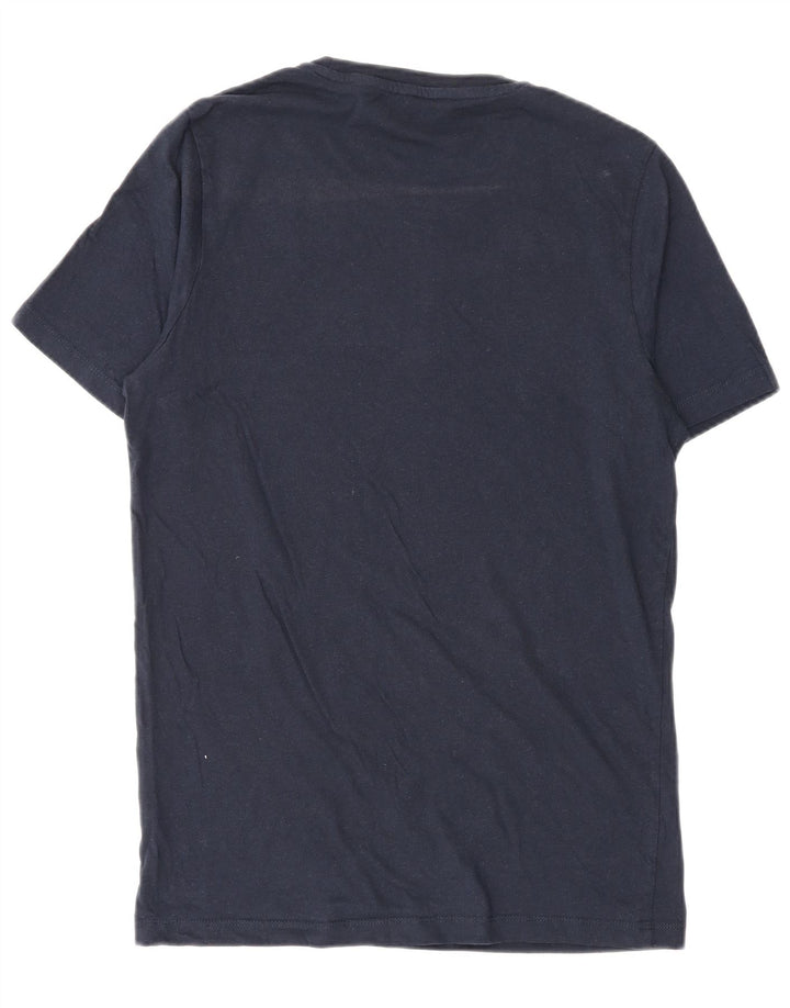 Jack & Jones Mens Graphic T-Shirt Top Medium Navy Blue Cotton