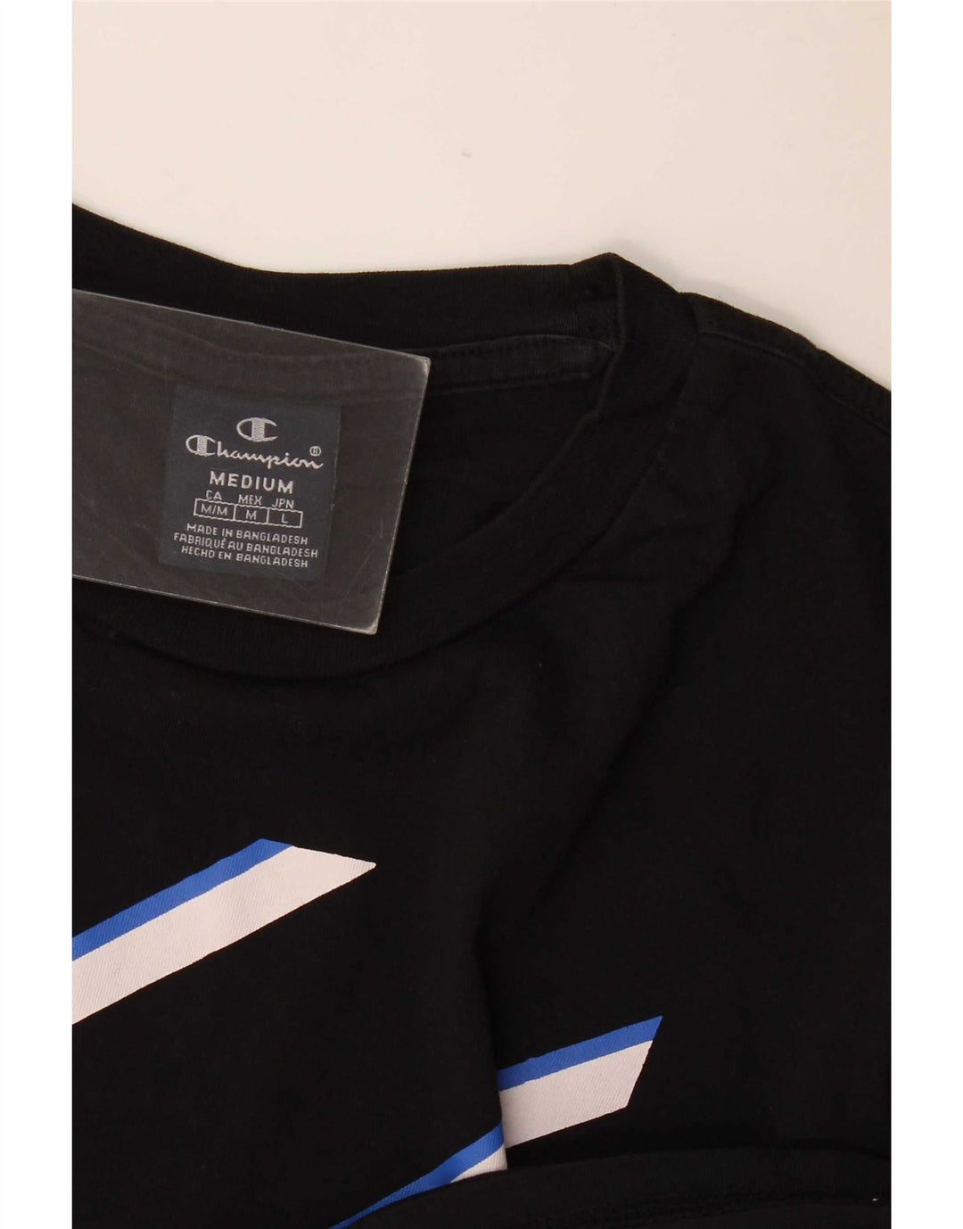 Champion Mens Graphic T-Shirt Top Medium Black
