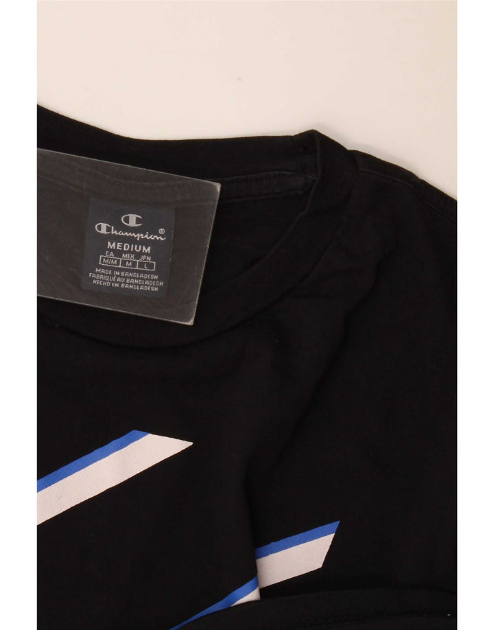 Champion Mens Graphic T-Shirt Top Medium Black