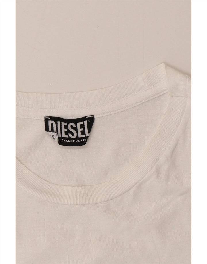 DIESEL Mens Graphic T-Shirt Top Medium White