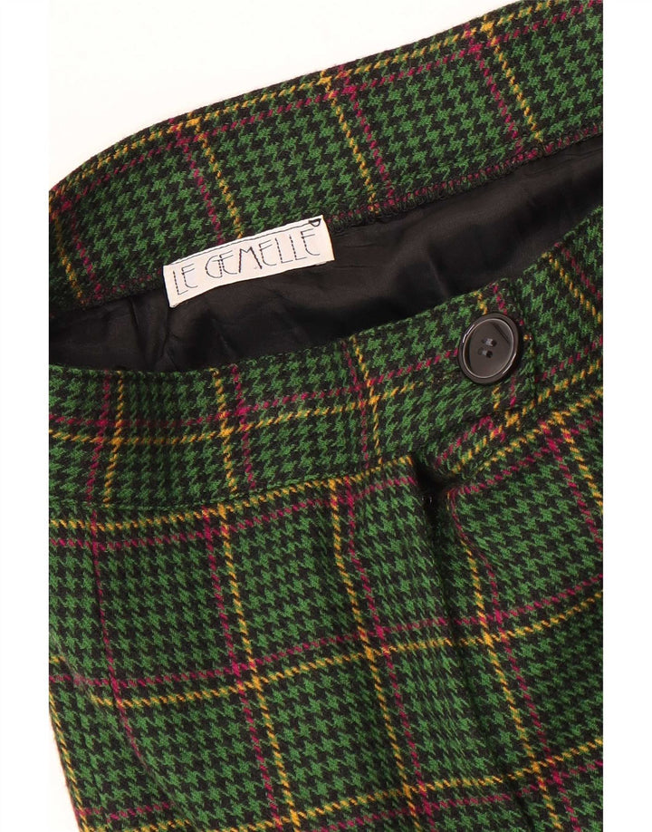 Vintage lige nederdel til kvinder W28 Medium Green Houndstooth