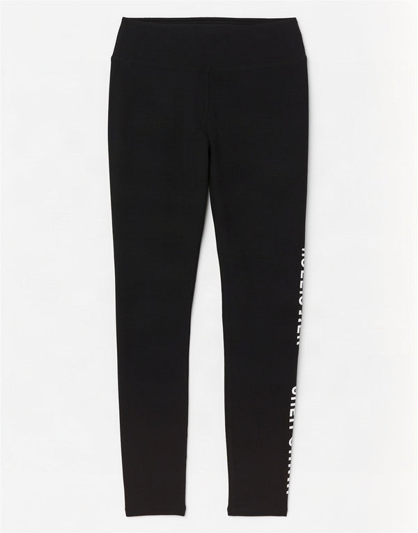 Hollister Womens Graphic Leggings UK 8 Small Black Cotton