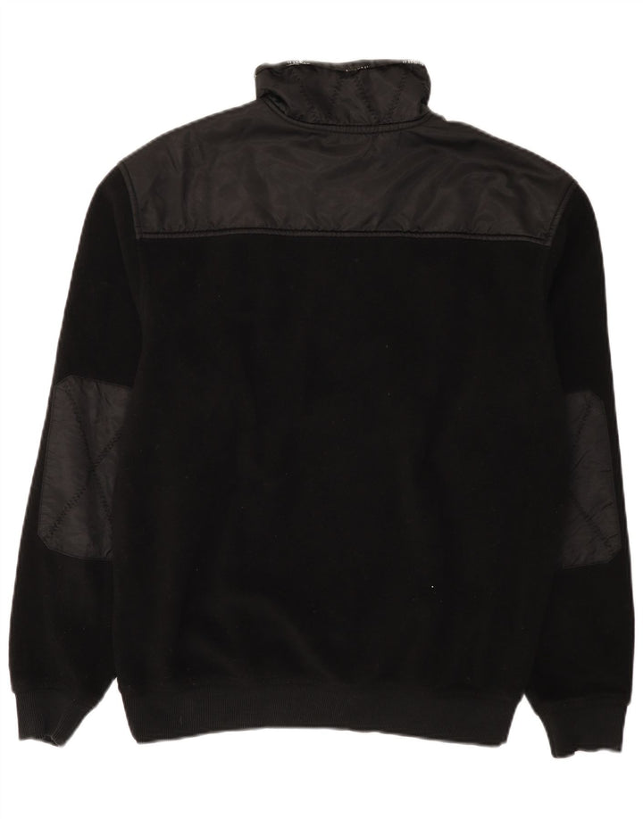 Bugatti Herren-Fleecepullover mit Reißverschluss am Hals, groß, aus schwarzem Polyester
