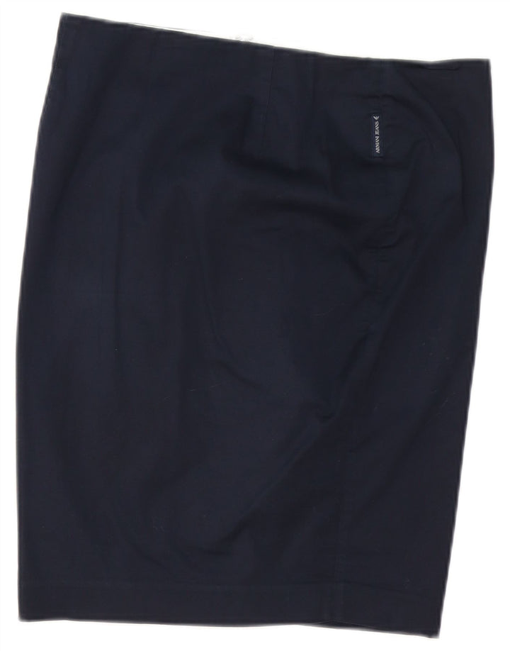 Armani Womens Straight Skirt EU 40 Medium W30  Navy Blue Cotton