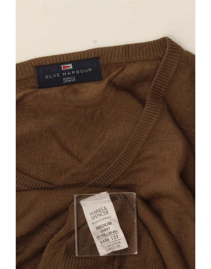 Мужской джемпер с v-образным вырезом Marks & Spencer Blue Harbour, средний бежевый