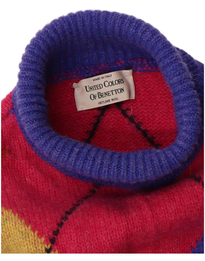 Benetton Damen-Pullover mit Rollkragen, Gr. 42, Größe L, mehrfarbig