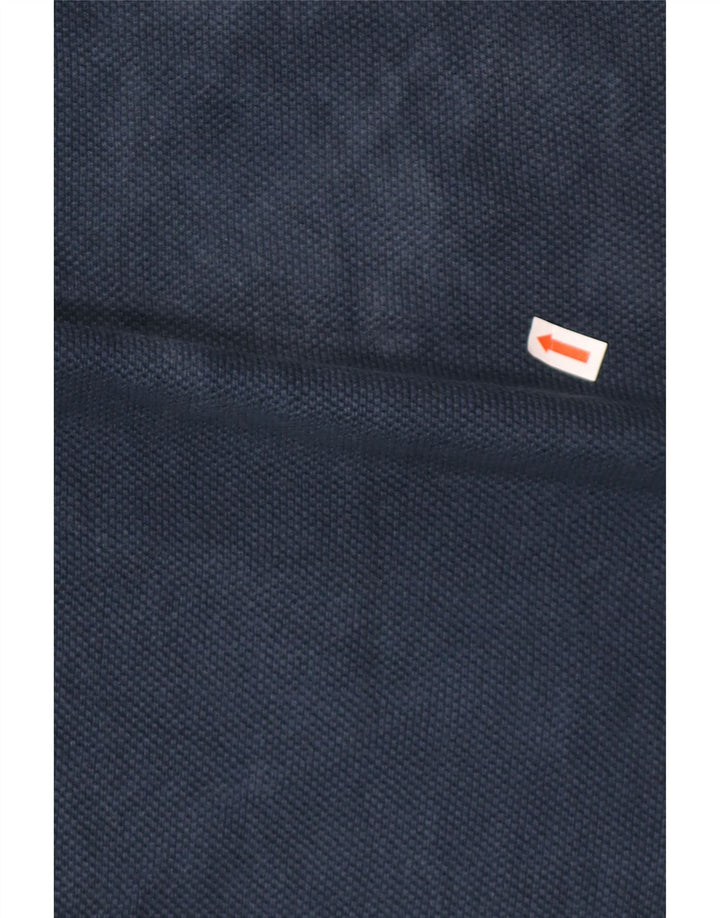 Zara Mens Short Sleeve Polo Neck Jumper Sweater Medium Navy Blue