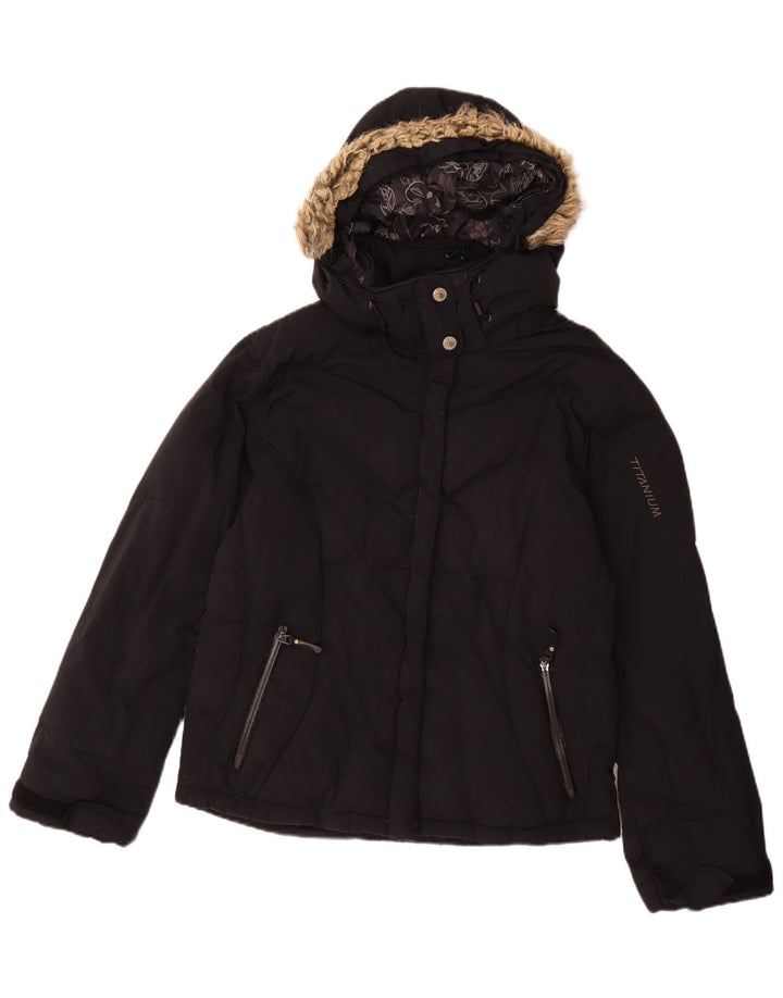 Columbia Womens Hooded Padded Jacket UK 16 Large Black Nylon