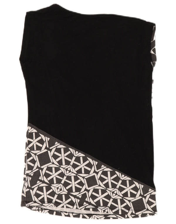 Desigual Donna Camicetta Senza Maniche Top UK 12 Medium Nero Geometrico