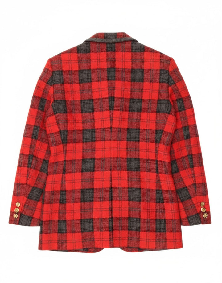 Bagarry Womens 3 Button Blazer Jacket IT 44 Medium Red Check Wool