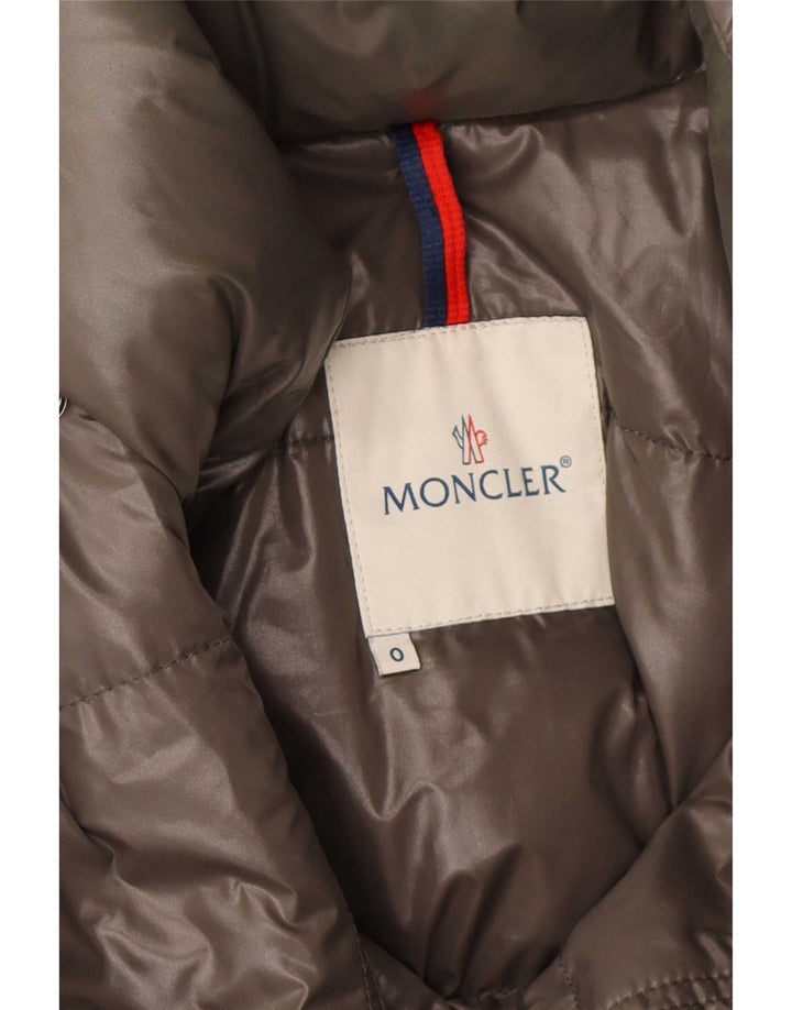 Moncler Mens Hooded Padded Jacket Size 0 XS Khaki Polyamide