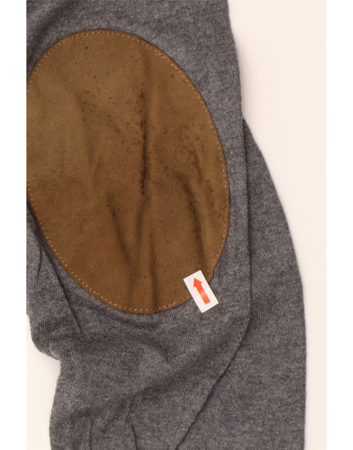 Massimo Dutti Mens V-Neck Jumper Sweater XL Grey Cotton