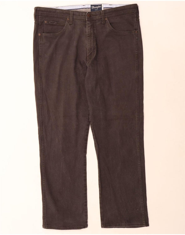 Wrangler Masculino Arizona Stretch Straight Jeans W38 L31 Algodão Cinza