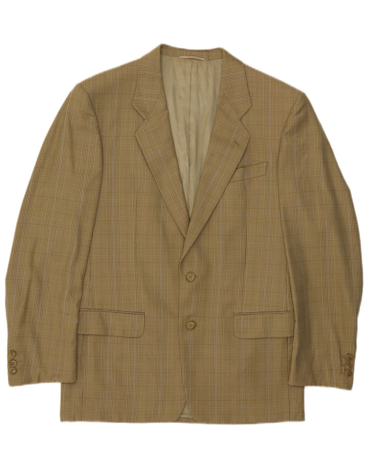 Prestigio Chaqueta tipo blazer de 2 botones para hombre UK 38 Lana a cuadros verde medio