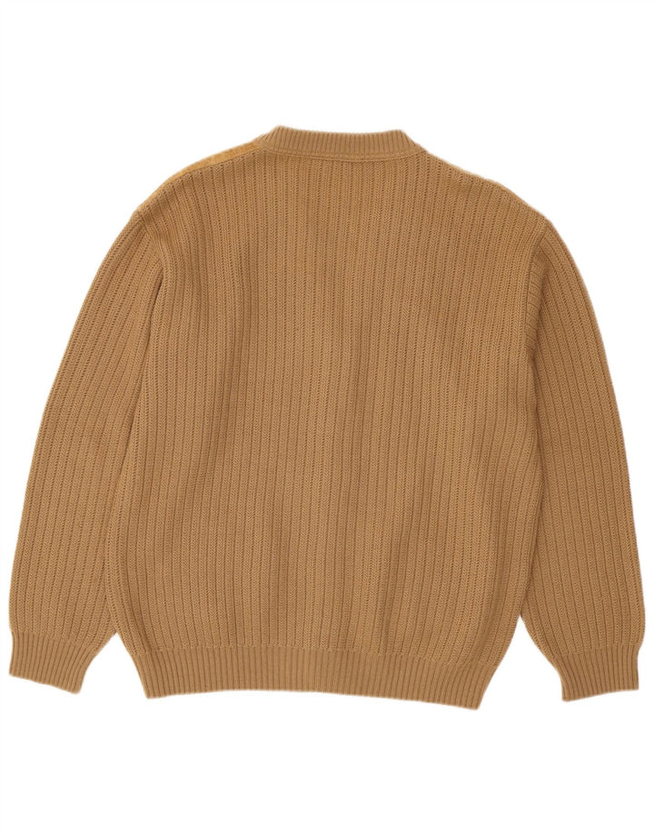 Malagrida Mens Cardigan Sweater Large Beige Geometric