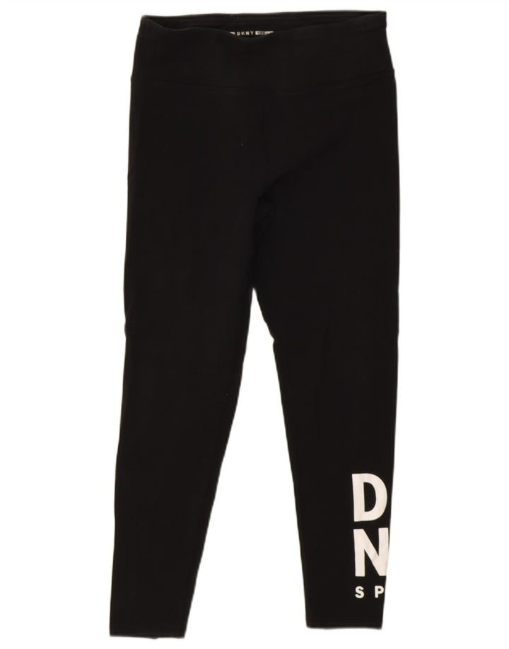 DKNY Womens Graphic Leggings UK 12 Medium  Black