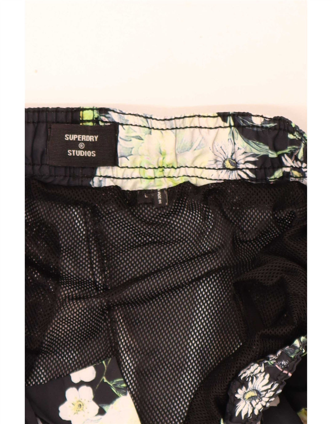 Superdry Mens Graphic Swimming Shorts Large Navy Blue Floral Polyester