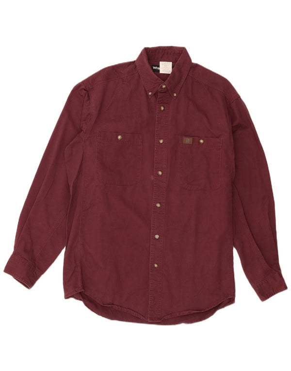Wrangler Mens Shirt Large Burgundy Cotton