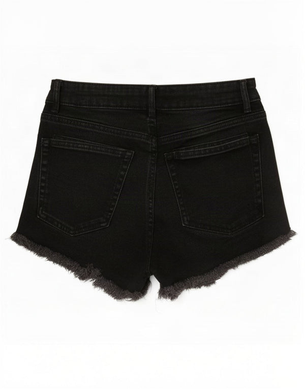 Zara denimshorts med høj talje til kvinder EU 36 XS W26 sort bomuld