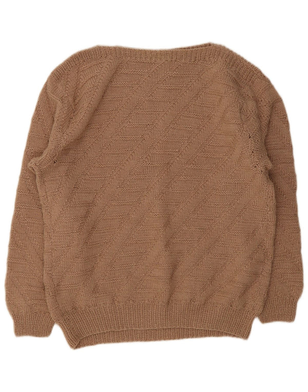 Vintage γυναικείο πουλόβερ με λαιμόκοψη UK 14 Large Brown