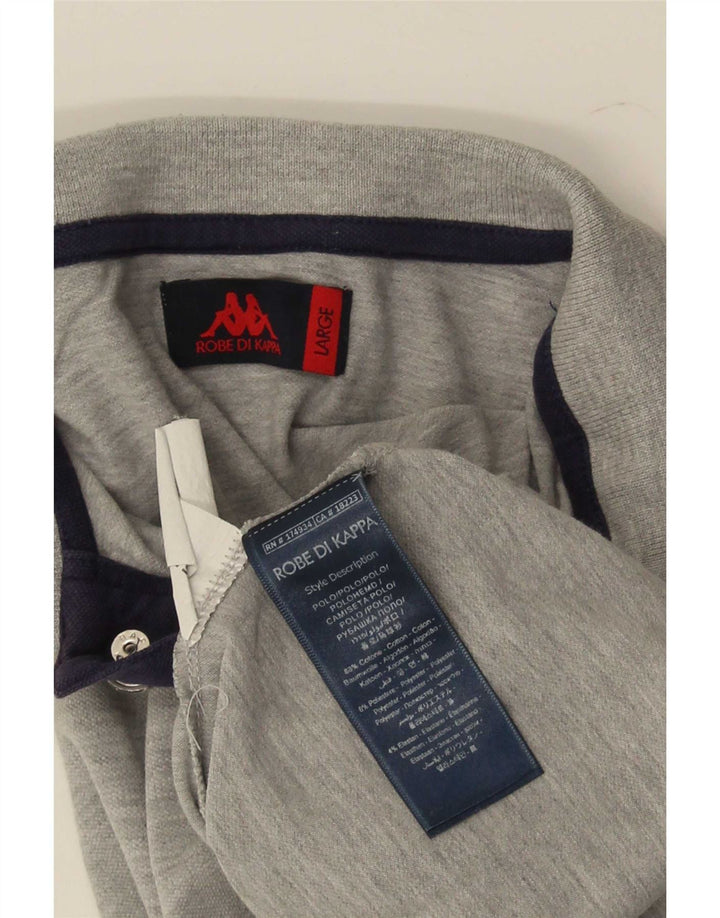 Kappa Mens Polo Shirt Large Grey Colourblock Cotton