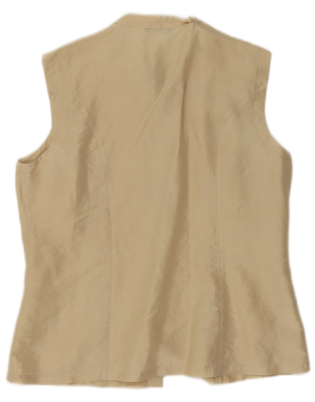 Sisley Womens Sleeveless Shirt Blouse UK 14 Medium Beige Silk