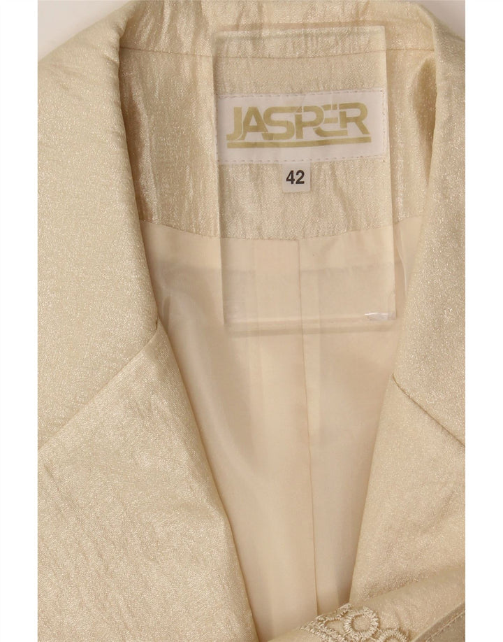 Vintage Womens 3/4 Sleeve 2 Button Blazer Jacket IT 42 Medium Beige