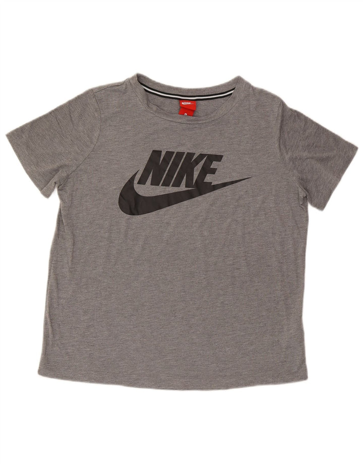 T-shirt grafica da donna Nike Top UK 16 grande poliestere grigio