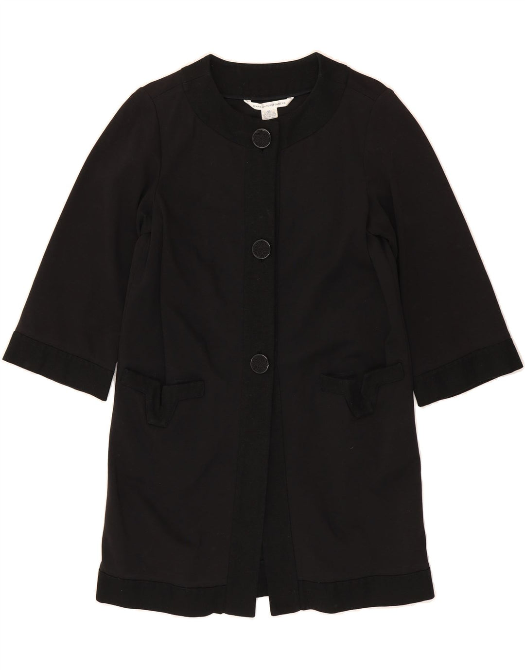 FURSTENBERG Womens 3/4 Sleeve Overcoat UK 14 Medium Black Cotton Vintage Furstenberg and Second-Hand Furstenberg from Messina Hembry 