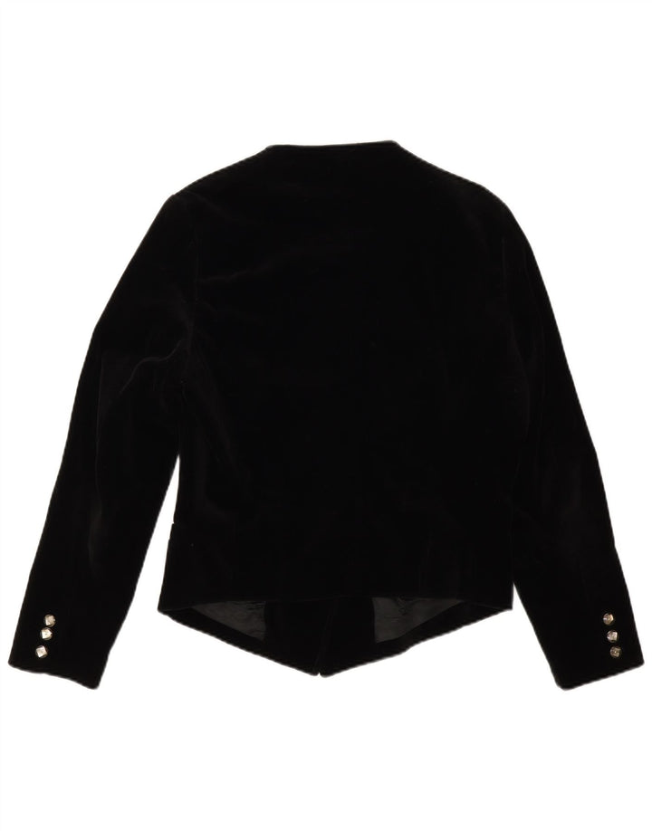 Benetton Damen-Blazer aus Samt mit 4 Knöpfen, IT 44, Mittelschwarz